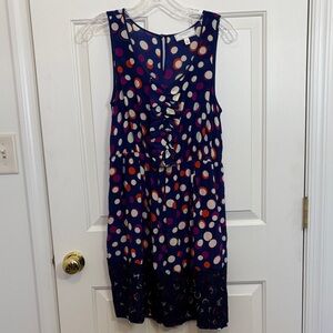 Moulinette Soeurs Anthropologie silk ruffle polka dot dress w/ lace hem Size 6